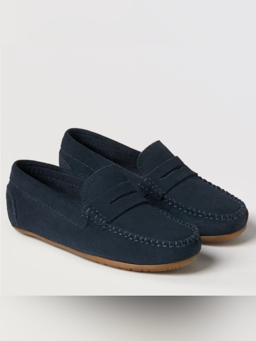 New Sz 12 Zara Leather Loafer Kids Navy